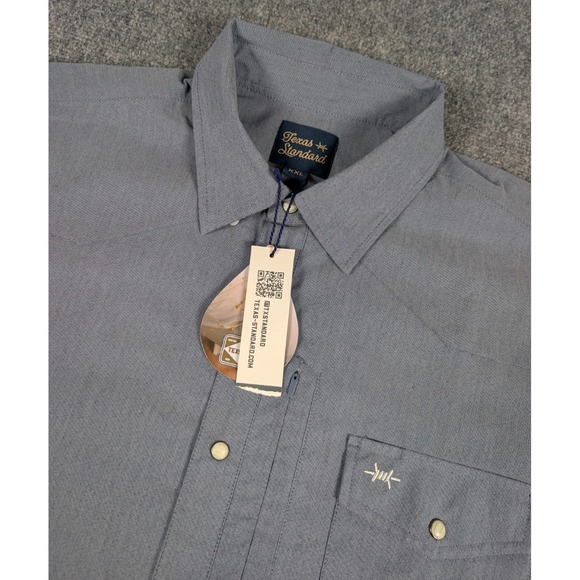 Texas Standard Western Field Shirt Mens 2XL Marfa Blue Pearl Snap SS NWT